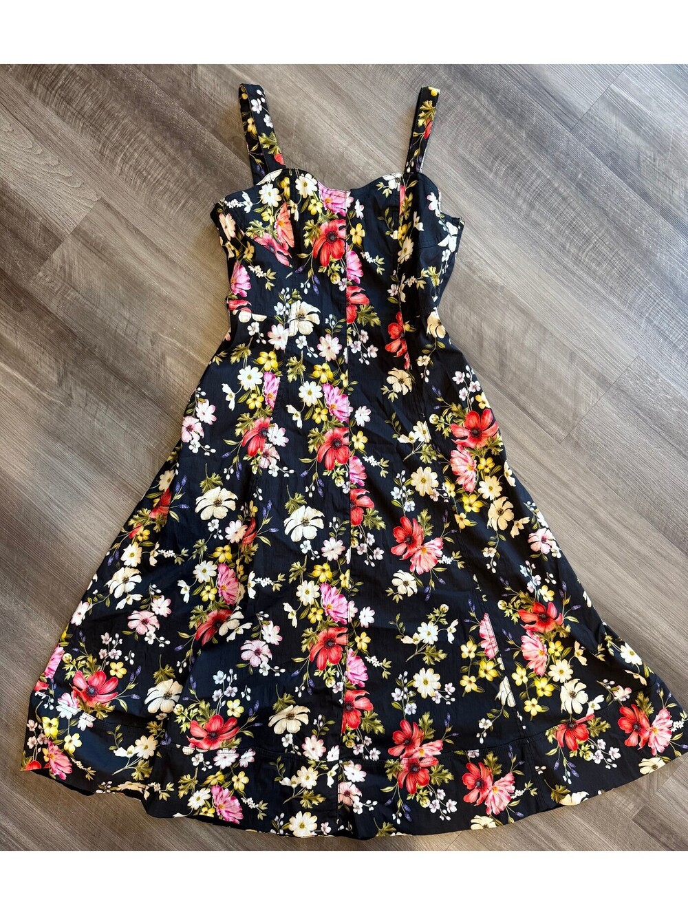Avec Les Filles Floral Fit and Flare Midi Dress Size 8